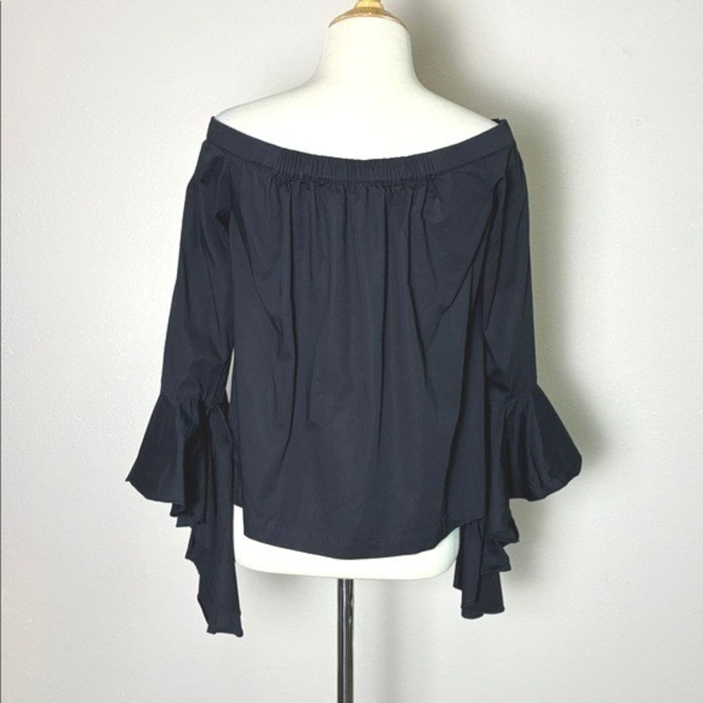 1. STATE Medium Black Off Shoulder Boho Sleeves Stretch Cotton Top Whimsigoth - Picture 4 of 9